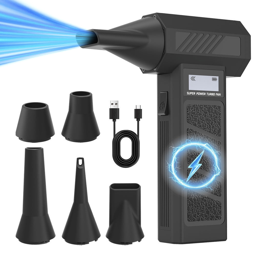 Electric Air Duster 130000RPM Cordless Dust Blower With LED Display 4 Speed Adjustable High Pressure Air Cleaner, Multi Nozzle Air Blower for Keyboard PC Car Interior Electronics Cleaning