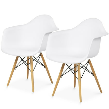 Best Choice Products Set of 2 Mid-Century Modern Eames Style Accent Arm Chairs for Dining, Office, Living Room -