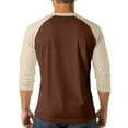 thumbnail image 4 of Hearthz Men's 3/4 Sleeve Baseball Raglan T-Shirts S-3XL,Big and Tall Henley Tops Cotton Sport Athletic Jersey Tee Shirt ,Brown M, 4 of 7