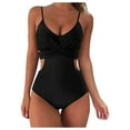 thumbnail image 1 of Gibobby Batas de baño mujeres spa Traje de corte Monokini Wrap traje de baño de una pieza para mujer traje de baño de cintura alta traje de baño Tankinis(Negro,CH), 1 of 5