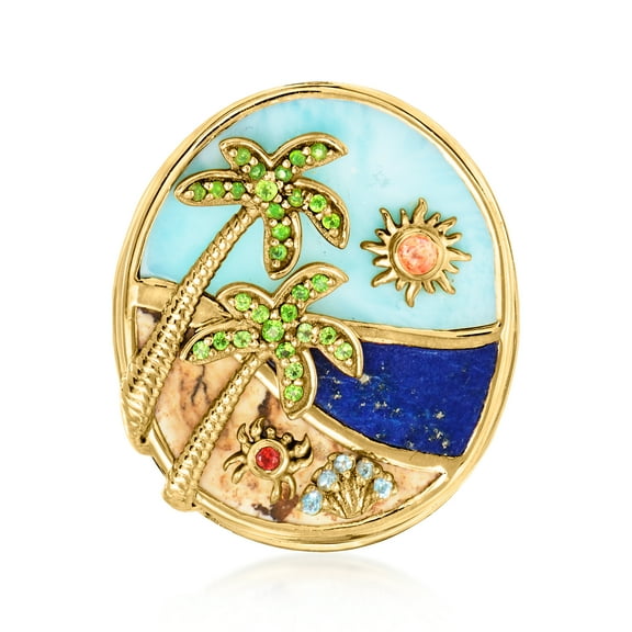 Ross-Simons 0.15 ct. t.w. Multi-Gemstone Beach Ring in 18kt Gold Over Sterling, Women's, Adult