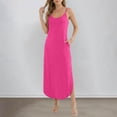 thumbnail image 5 of DHFJKG Sleeveless Beach Dress Women Loose Fit Summer Comfortable Flowy Long Dress Adjustable Straps Curved Hem Scoop Neck Trendy Dresses, 5 of 9