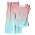 thumbnail image 2 of Pounoo Womens Two Piece Sets Tie Side Top Floral Print Wide Leg Pants Soft Breathable Loungewear Outfits Casual Style Gift, 2 of 5