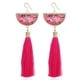 thumbnail image 1 of Nvzi Pendientes y aretes para hombre, aretes de diamantes con incrustaciones de metal, aretes largos con borlas en forma de abanico (rosa), 1 of 1