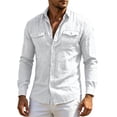 thumbnail image 7 of DeHolifer Cotton Linen Shirts for Men Button Up Shirts Long Sleeve Casual Work Shirt Lightweight Comfy Tops with Pockets White 2XL, 7 of 7