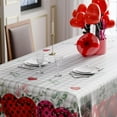 thumbnail image 4 of Valentines Day Romantic Plaid Love Hearts Eucalyptus Leaves Tablecloth Cloth Rectangle Washable Table Covers for Indoor Outdoor Dining Table Home Party Decorations 60x120 Inch, 4 of 6