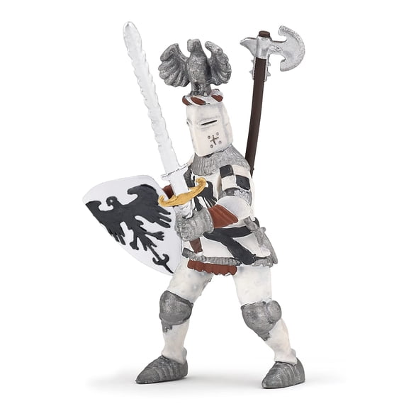 Papo -Pintado a mano - Figura -Fantasía medieval -Caballero con cresta blanca -39785 - Coleccionable - Para niños - Apto para niños y niñas - A partir de 3 años