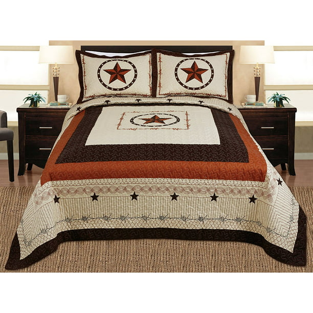 Lodge Quilt Bedspread Coverlet Set King, Western Bedding Sets King