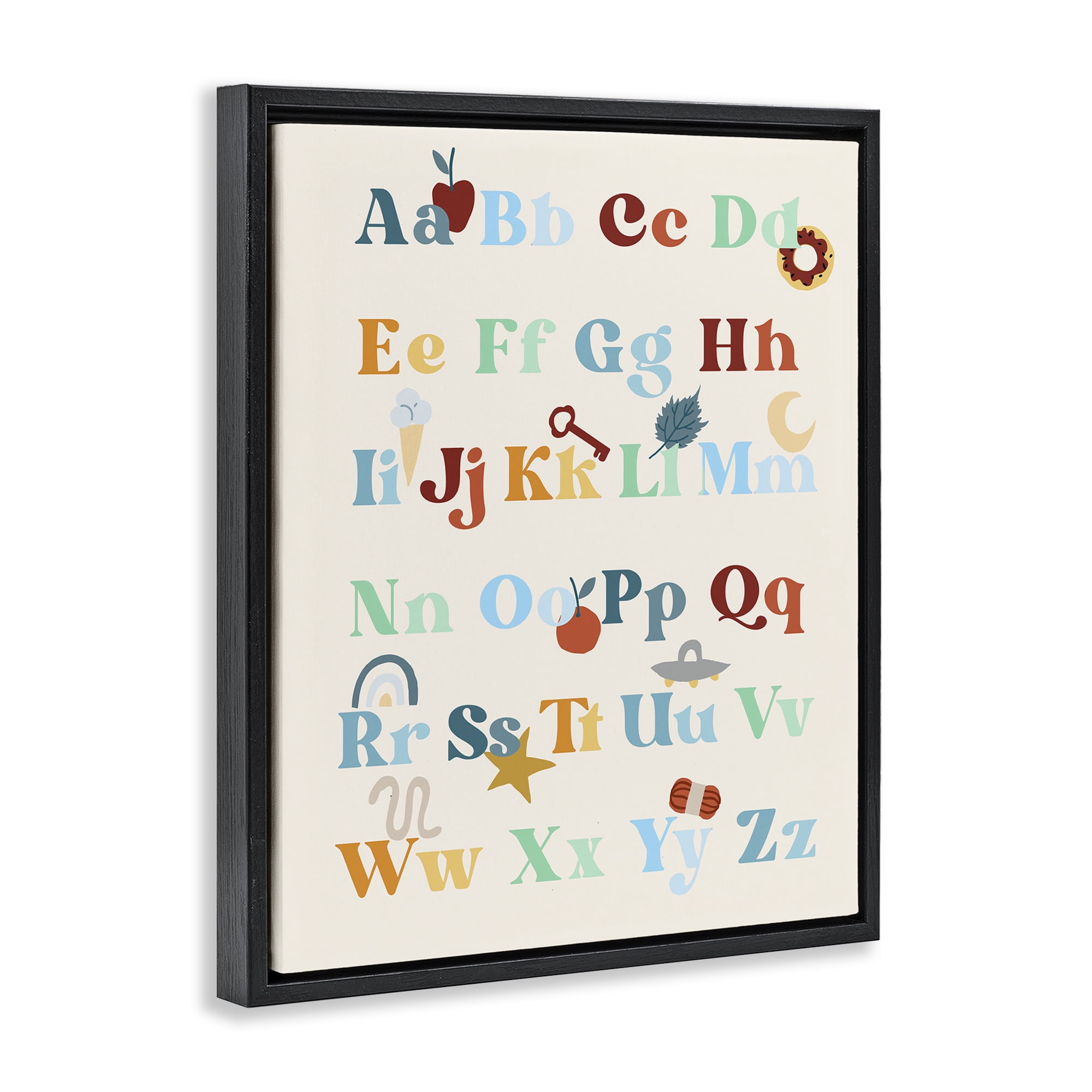 Stupell Industries Boy's Alphabet Chart Novelty Painting Black Floater Framed Art Print Wall Art, 25 x 31