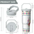 thumbnail image 4 of 30oz Pioneer Colorful Floral Stainless Steel Flip Straw Tumbler with Lid and Straw Spill Proof Travel Cup Double Wall Vacuum Insulated Coffee Mug with Top Handled White, 4 of 7