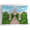 thumbnail image 2 of Fairy Tale Pillow Sham Romantic Castle Landscape with Ivy Covered Pillars and Hearts, Decorative Standard Size Printed Pillowcase, 26 X 20 Inches, Pale Blue Green and Rose, by Ambesonne, 2 of 2