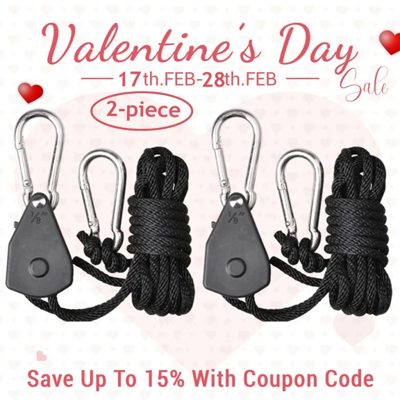 1 Pair Adjustable And Flexible Grow Light Rope Ratchet Hangers For Grow Lighting