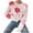 Pink, variant on Women's Cute Flower Sweaters Fall Casual Lightweight Ribbed Knit Crewneck Long Sleeve Pullover Sweater Top