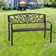thumbnail image 7 of Outdoor Park Bench Patio Garden Bench Metal Porch Bench 50" Length 400 LBS Weight Capacity for Yard, Patio, Garden, Work Entryway, Bronze, 7 of 7