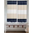 thumbnail image 6 of Bedroom Curtains 63 Inches length, Navy Beige Striped Window Treatment Curtain Drapes, Gradient Geometric Blue White Rod Pocket Curtain Panels for Living Room Kitchen, 42"x63", 2 Panels, 6 of 7