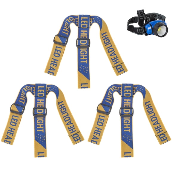 Uxcell 3-Pack Headlamp Strap Replacement Headband, High Elastic Adjustable Belt for Climbing,Dark Yellow，Blue