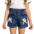 thumbnail image 2 of Shadoumai Girls Jean Shorts Ripped Distressed Y2K Frayed Hem Tween Youth Mid Rise Casual Summer Kids, 2 of 4