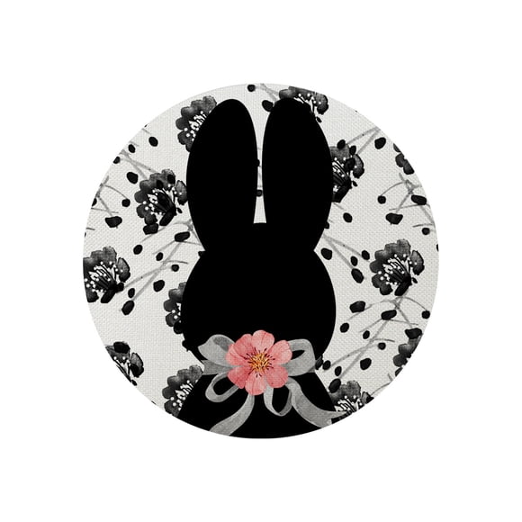 Décorations de Pâques pour la Maison Napperons Ronds en Lin Motifs de Lapin de Pâques et d'Oeufs de Pâques 36 Cm/14,17 Po Polyester pour Tables à Manger Rondes