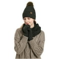 thumbnail image 4 of APEXFWDT Women’s Winter 3-Piece Knit Pom-Pom Beanie Hat Neck Warmer Scarf Fingerless Gloves Set – Cozy Thermal Pack with Touchscreen Compatibility, 4 of 6