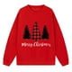 thumbnail image 2 of Sudaderas universitarias Gibobby sin capucha Suéter navideño de manga larga con hombros descubiertos y estampado de Árbol de Navidad y estrella vintage rojo M, 2 of 4