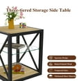 thumbnail image 2 of 1 piece Modern End Table Nightstand for Bedroom & Living Room, Tempered Glass&Natural Wood MDF Top , Industrial Style Side Table, 2 of 10