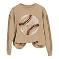 thumbnail image 4 of BODOAO Baseball Mom Sweatshirt for Women Men Game Day Pullover Shirts Softball Sport Fan Lovers Gifts White Long Sleeve Tops Holiday Tee Spring Baseball Print Crew Neck Loose Top Khaki M, 4 of 4