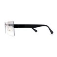 thumbnail image 3 of Luxury Rimless Rectangle Slim Rectangle Sunglasses Black Clear Mirror, 3 of 4