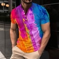 thumbnail image 1 of Shirts for Men, Mens Printing Button Casual Short Sleeve Round-Neck Blouses Shirts, 1 of 5