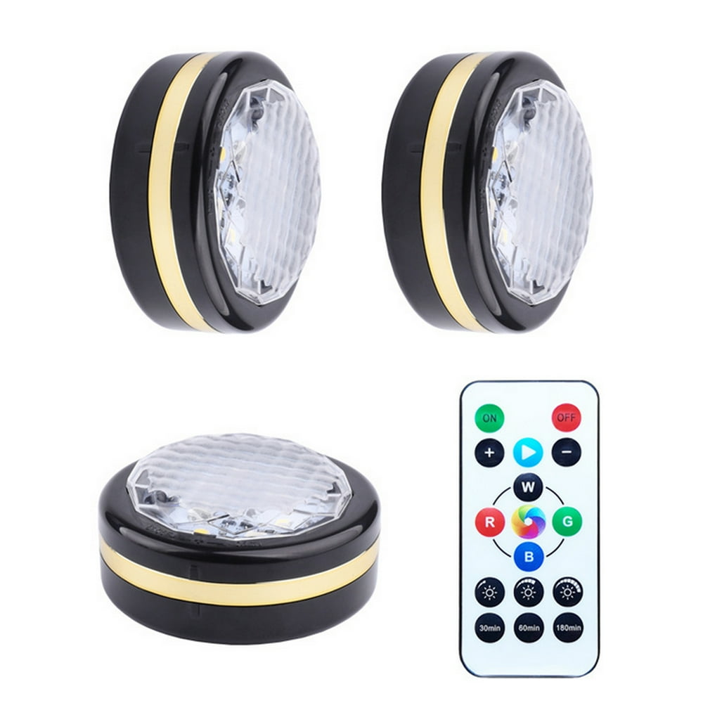 Irfora Batterys Operated Under Cabinet Lights Dimmable LEDs Puck Light with Remote for Kitchen ...