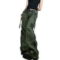 thumbnail image 3 of Sunisery Gothic Cargo Jeans for Women Wide Straight Leg Punk Grunge Baggy Pants Aesthetic Y2k Trousers Streetwear with Pockets, 3 of 6