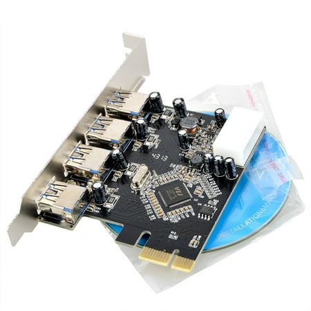 ABLEGRID 4 Port USB 3.0 HUB to PCI-e PCI Express Card Adapter VIA Chipset
