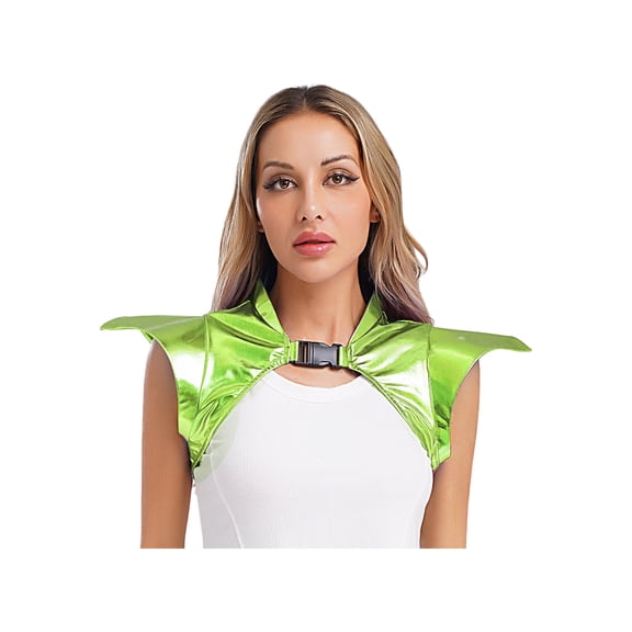 Sholeno Womens Shiny Metallic Gothic Shoulder Armor Shrug Rave Dance Stage Performance Accessories Fluorescent Green XXL