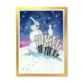 thumbnail image 3 of Designart Christmas Snowman With Cat Traditional Framed Wall Art, 3 of 4