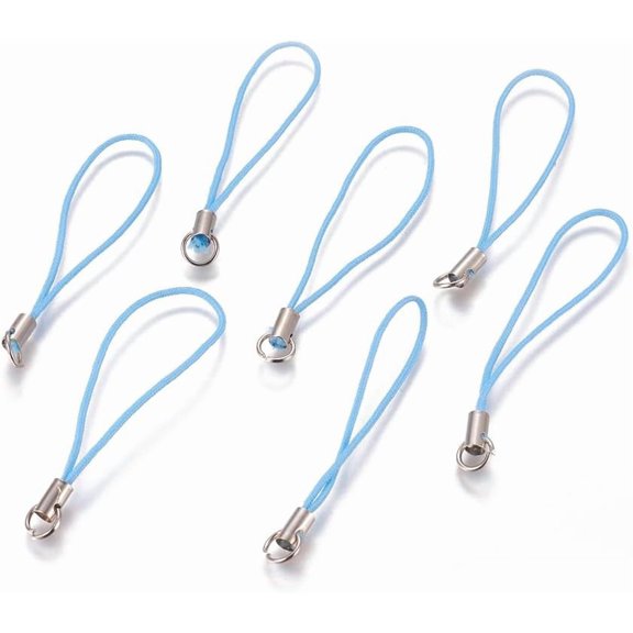 50 Pcs Mobile Straps Mobile Phone Strap DIY Cell Phone Straps Alloy Ends with Iron Rings Cell Phone Lanyard Comfortable Universal Smartphone Lanyard Crossbody Phone Lanyard for All Smartphones Blue