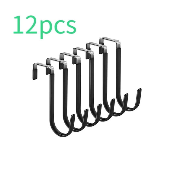 OFEFE Over the Door Hooks, 6 Pack Rubber Prevent Scratches Heavy Duty Organizer Hooks for Living Room, Bathroom, Bedroom, Kitchen Hanging Clothes, Towels, Hats, Coats, Bags Black