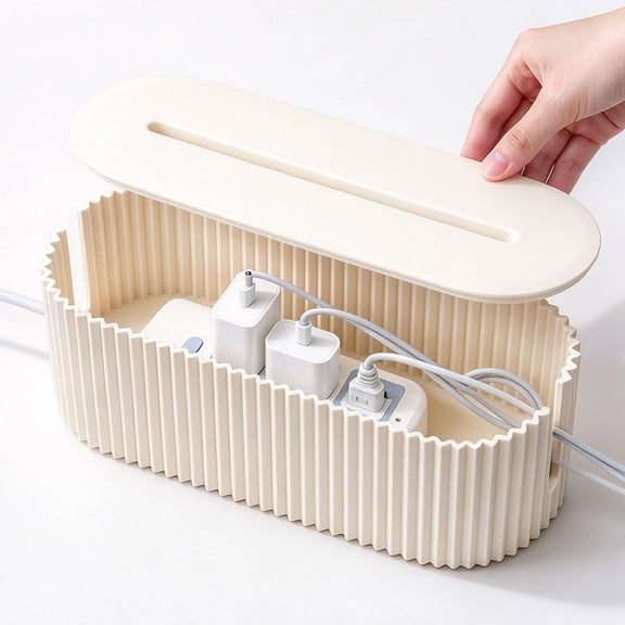 Cord Organizer Box for TV, Computer, Laptop, Cable Management and Power Strip Storage Solution