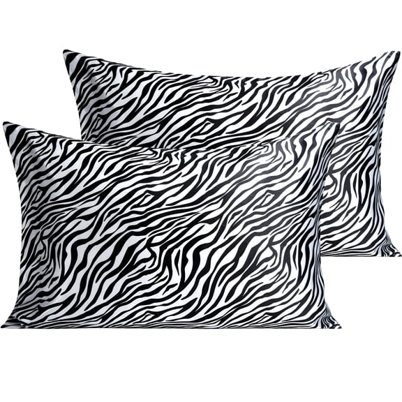 ARLAJO 2 Pack Silky Satin Queen Pillowcases for Hair and Skin,Luxury and Soft Pillow Cases with Envelope Closure Satin Pillowcase 2 Pack,20" X 30",Zebra