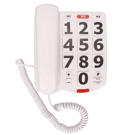 Rupoun Big Button Telephone Large Adjustable Volume Last Number Redialing Corded Landline for Seniors Home Office, Black (7.87 inches / 20 cm)