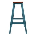 thumbnail image 3 of Satori Saddle Seat Bar Stool, Rustic Teal and Walnut Finish, 3 of 4