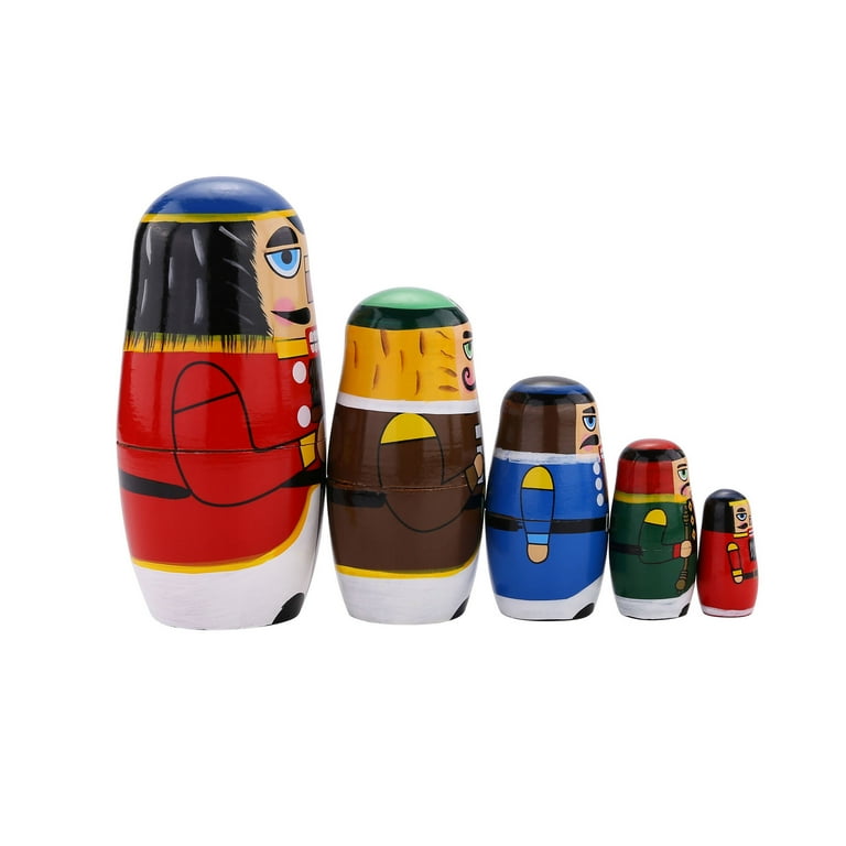 Mogoko 5 Pcs Russian Nesting Dolls, Cute Nutcracker Handmade Mogoko 5 Pcs Russian Nesting Dolls, Cute Nutcracker Handmade