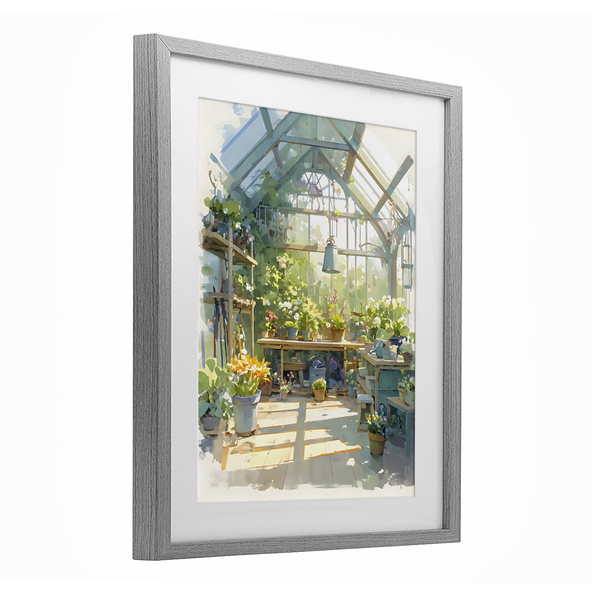 Stupell Industries Sunlit Greenhouse Plant Sanctuary Gray Framed Print Under Glass, design by Creative Studio