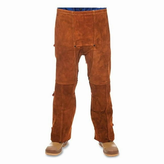 Weldas 283-44-7440 40 x 40 in. Steersotuff Premium Leather Chaps, Grade A Cowhide, Kevlar Thread - Lava Brown