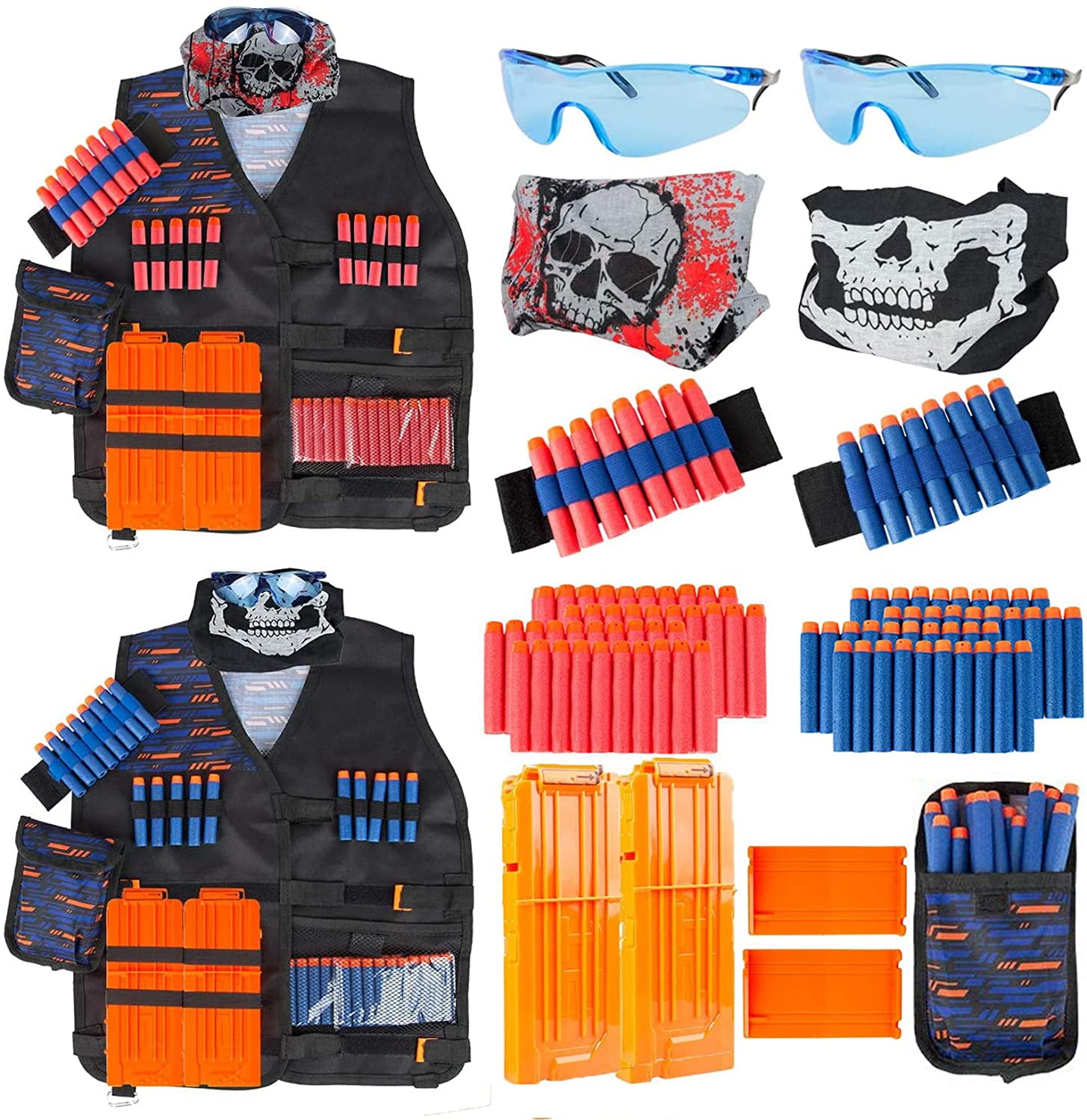 Nerf Guns Tactical Vest Kit for Kids N-Strike Elite Series with Darts & Glasses 