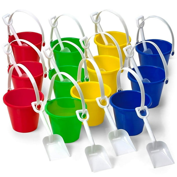 Kidsco Beach Toy Set, 12 Sets, 4.25", Fun Bucket, Sand Castle Toys