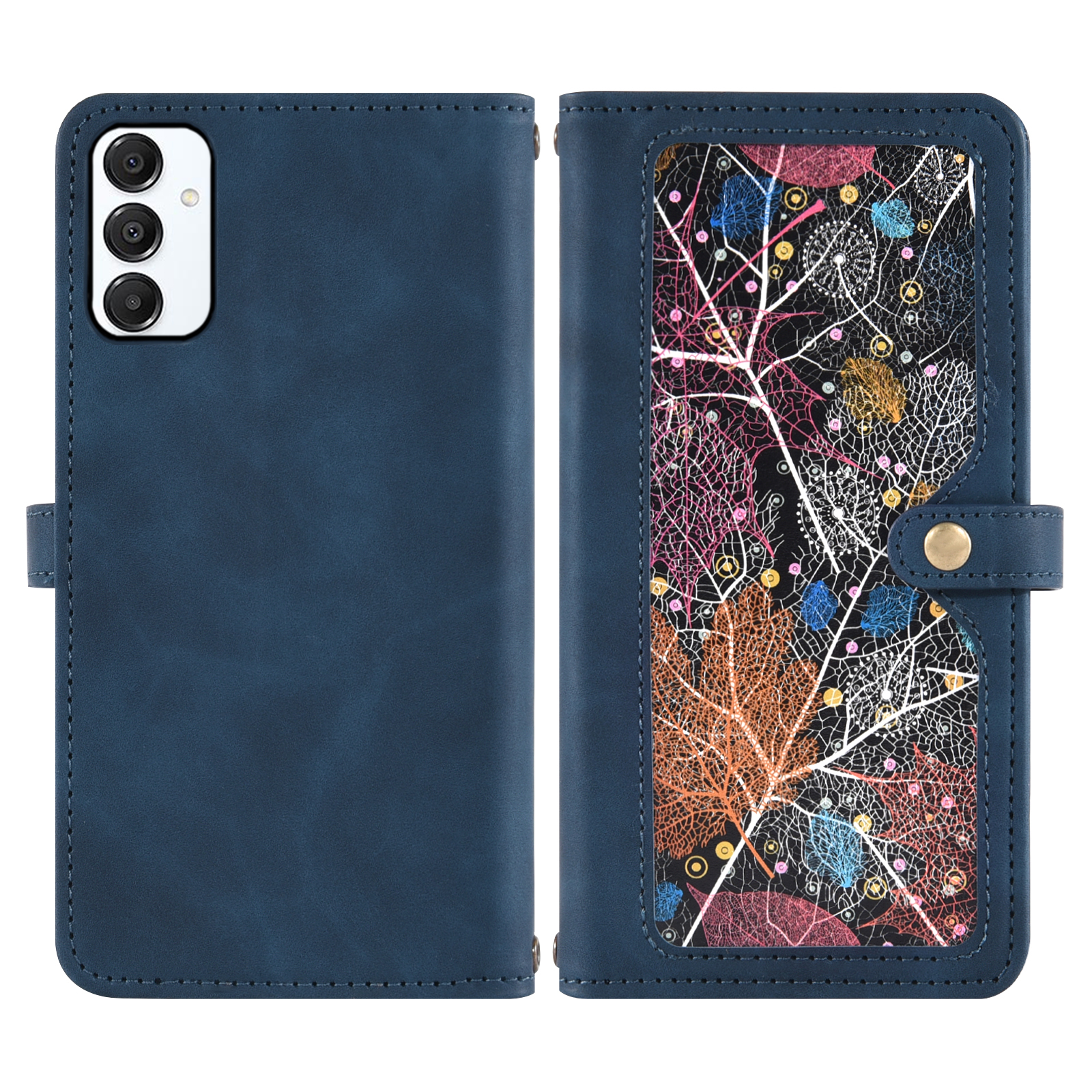Asuwish Phone Case for Samsung Galaxy A16 5G/4G Wallet Cover With Tempered Glass Screen Protector Crossbody Wrist Strap Flip Pattern Zipper Credit Card Holder Stand Cell A 16 16A SM-A166U Women Blue