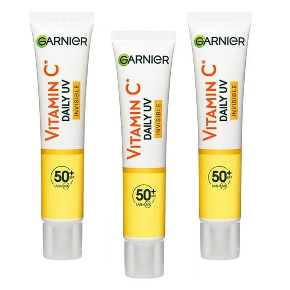 Garnier Skin Active Vitamin C Daily UV Brightening Fluid Invisible, SPF50  40 ml 3 Pack