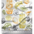 thumbnail image 1 of Soimoi polyester Crepe Fabric Lemon Slice Jar,Cucumber & Ginger Vegetable Print Sewing Fabric Yard 52 Inch Wide, 1 of 3