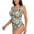 thumbnail image 3 of Yiaed Palm Trees and Tropical Print Women One Piece Swimsuits Tummy Control One Shoulder Bathing Suits Pattern Ruffle Swimwear-Small, 3 of 8