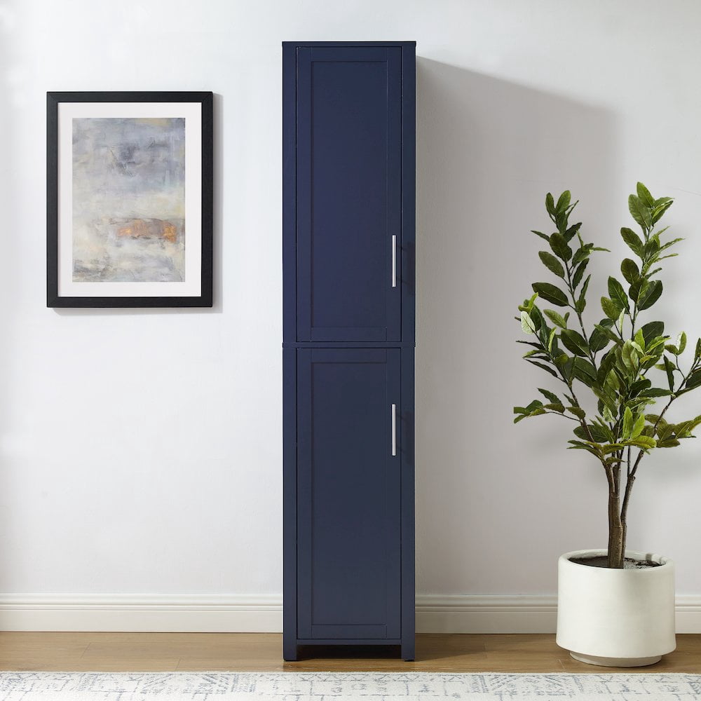 Crosley Furniture Savannah Linen Storage Cabinet, Laundry Room, Bathroom Organizer with Shelves