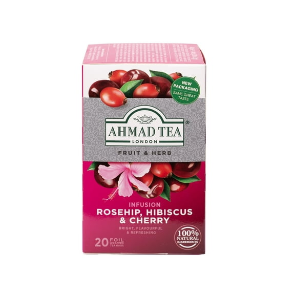 Ahmad Tea Rosehip, Hibiscus & Cherry Infusion Tea Bags, 1.4 oz, 20 Count